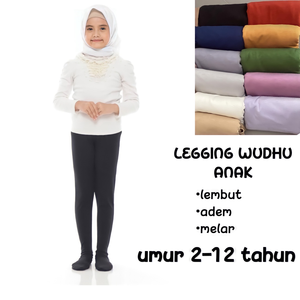 Celana Legging Wudhu Polos Anak Bahan Spandek Rayon Premium