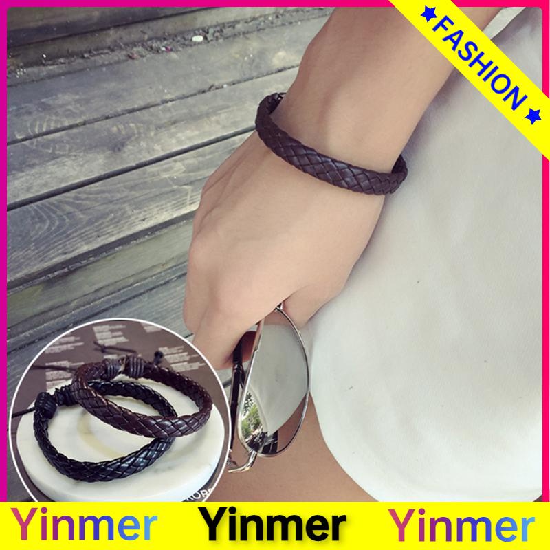 COD✨ Gelang Kulit Sapi Tenunan Tangan  Perhiasan Populer  Mode Multi-warna Sederhana-Yinmer