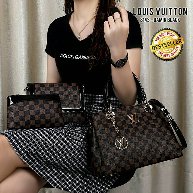 Tas Wanita LV 3in1 Bahan kulit Waterproof Grosir Tas Batam Impor Murah Best Seller