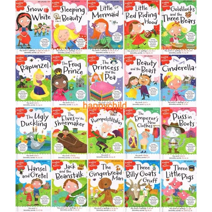 20 books Fairy tale collection reading with phonics buku phonics buku fairy tale buku anak buku bacaan happychild