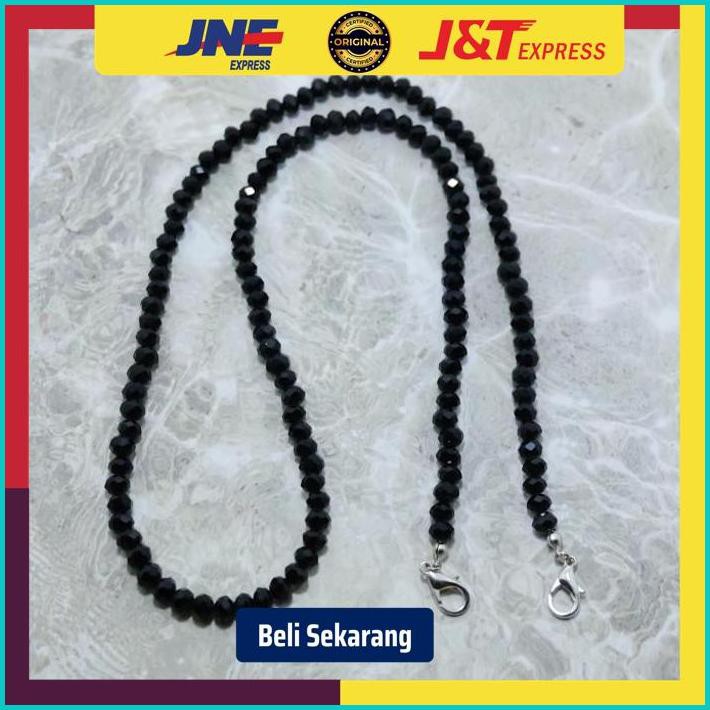 Kalung tali masker swarovski - Hitam