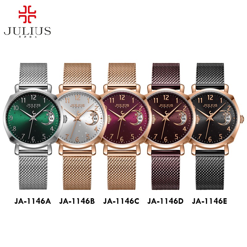 Julius JA-1146 / JA1146 ORIGINAL Jam Tangan Wanita Korea Stainless steel Desain Cantik dan Elegan