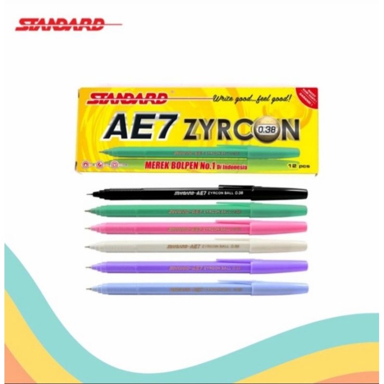 

Bolpoint Pulpen Standart AE 7 Zyrcon 0.38 Hitam (Pcs)