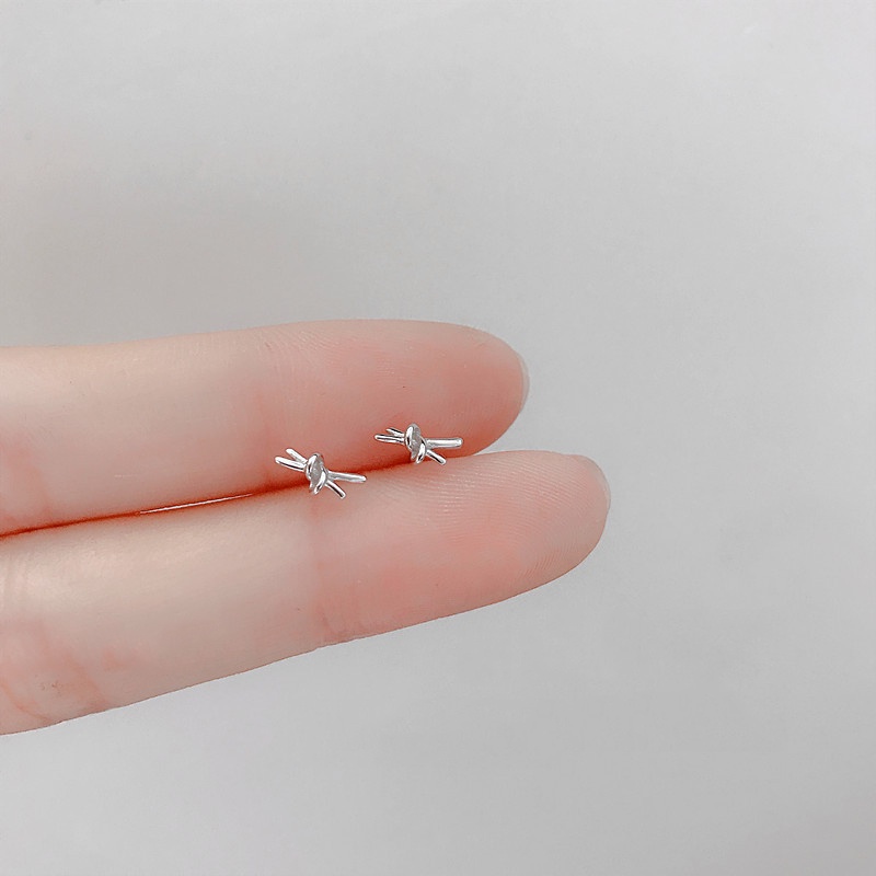 Roselife 1 Pasang Anting Tusuk Sterling Silver 925 Desain Pita Simple Anti Alergi Untuk Wanita