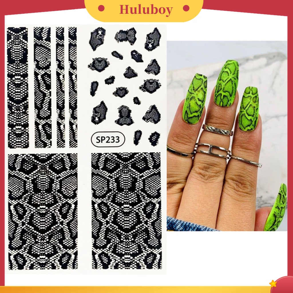 Huluboy Huluboy♡ Stiker Kuku Motif Kulit Ular 3D Ultra Tipis Untuk Wanita