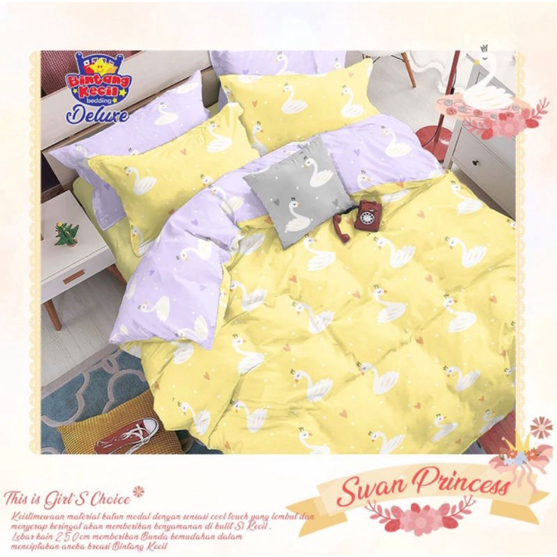 SPREI KATUN SWAN PRINCESS|TANPA BEDCOVER|DISTRO_SPREI