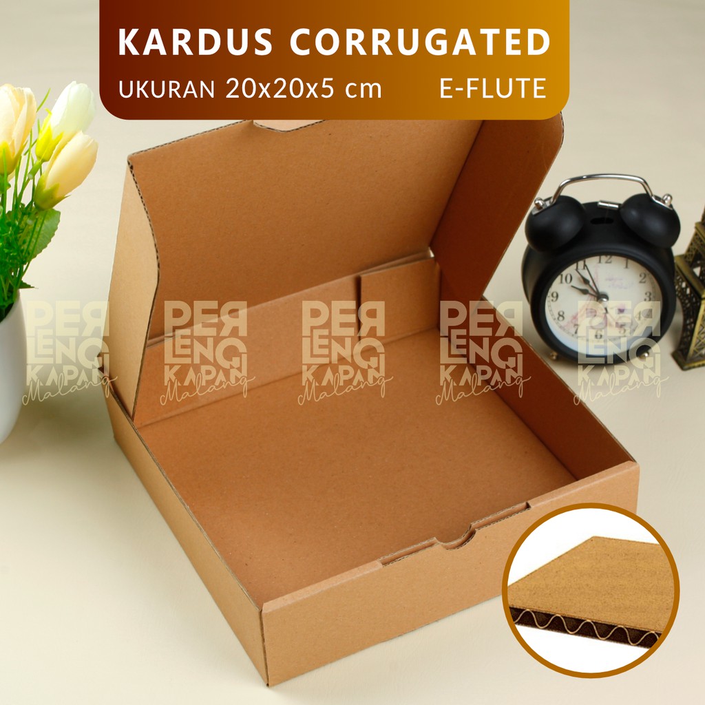 KARDUS CORRUGATED 20X20X5 CM | DIE CUT | KOTAK KARTON | BOX PACKING SOUVENIR PIZZA-1