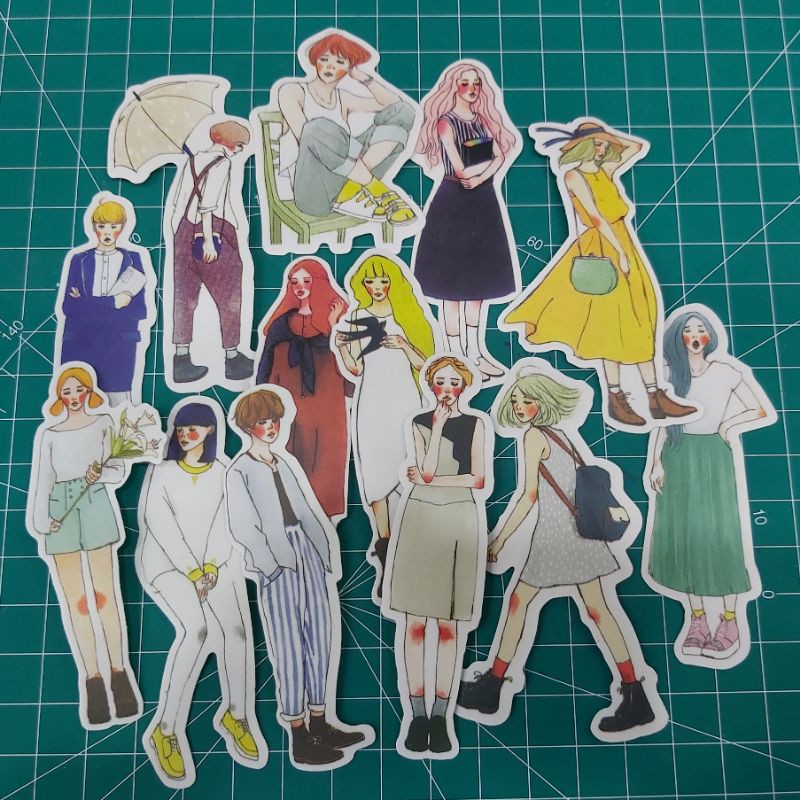 

10 Pcs Girl Sticker Random Untuk Bujo Journal Scrapbook Jurnal