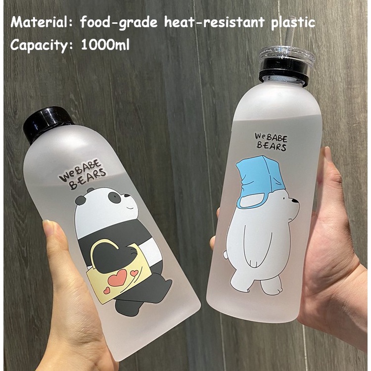 Botol Air Minum 1000ml Motif Panda Dengan Sedotan Anti Bocor