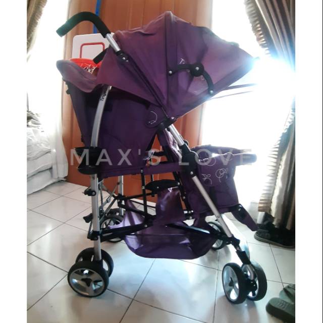 Tiny World Stroller Tandem Kembar Ungu Purple