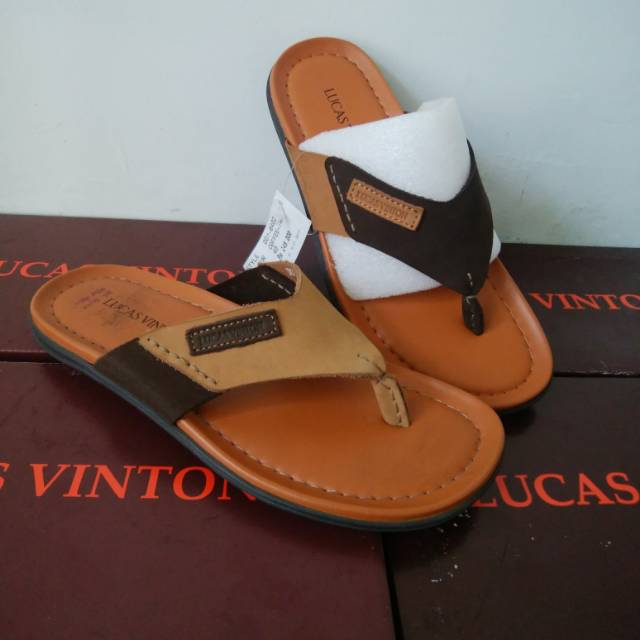 Sandal kulit Lucas Vinton DD1-8402 size 39-43, sandal kasual kulit, sandal harian kulit