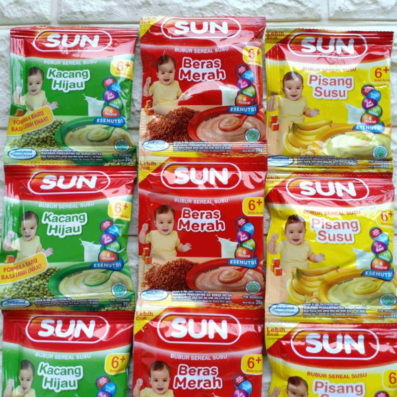 Sun Bubur Sereal Susu Sachet 20gr Makanan Bayi Baby Mpasi usia umur 6