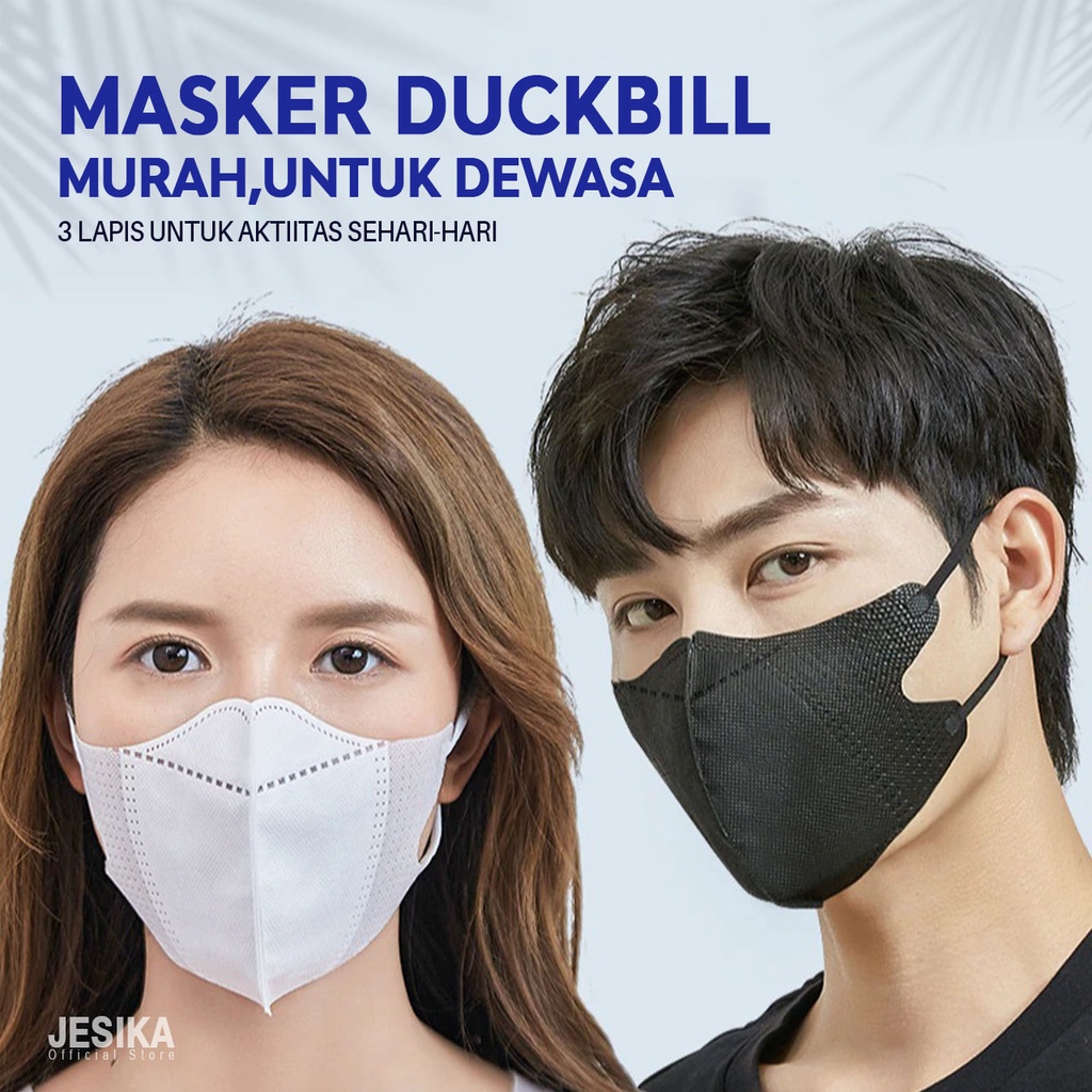 Masker duckbill disposable earloop mask dewasa warna putih ecer murah