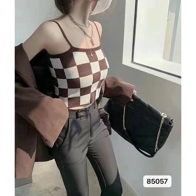 TANK BEBE DALAMAN TANKTOP CHECKER IMPORT WANITA MX975