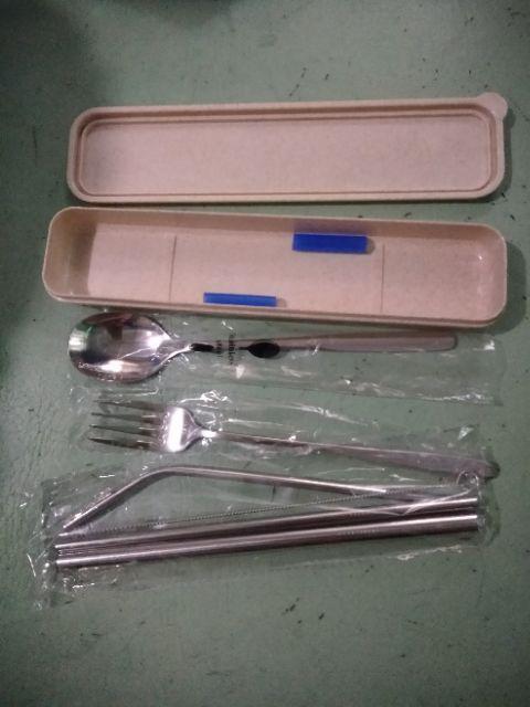 Sedotan Stainless & Korean Cutlery Set Box # Silver
