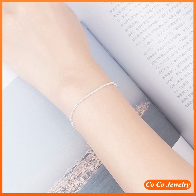 Gelang Rantai Ular Adjustable Warna Silver untuk Wanita