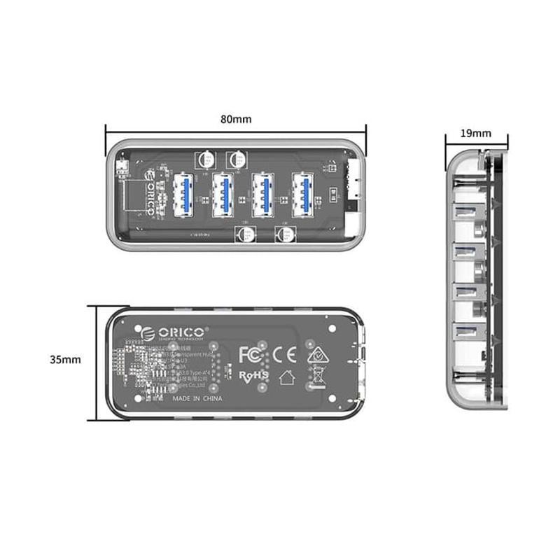 Usb Hub 4 Port Usb 3.0 Transparan Orico Extension Usb Hub F4U3