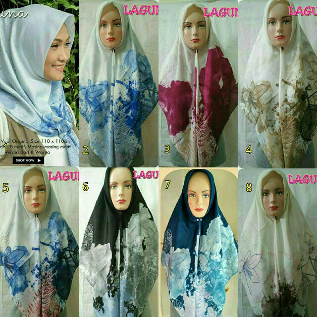 Segiempat Laguna. Jilbab Dafanya Scarf . Kerudung Segi Empat Voal . Hijab