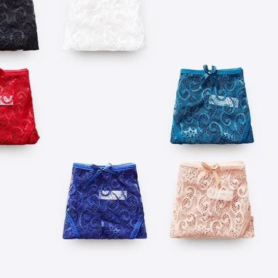 ۞ g string celana dalam cd wanita thong brukat lace bahan C125 - Merah, M ☃