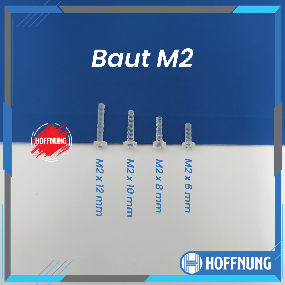 Baut M2 Plastik Akrilik M2x5 M2x6 M2x8 M2x10 M2x15 M2x20 M2x25 M2x30 mm Mur Baut Plus Transparan