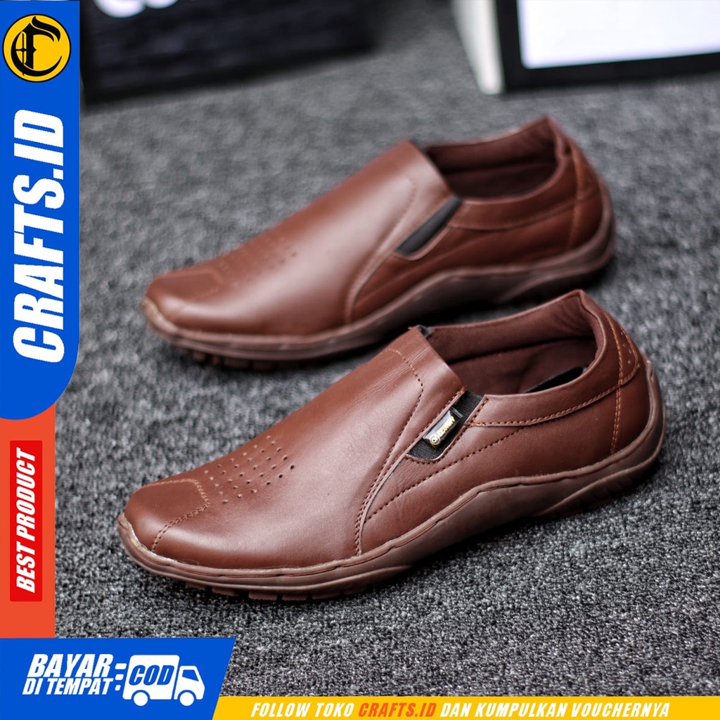 Crafts Badil - Sepatu Casual Slip On Kulit Asli Kerja Pria