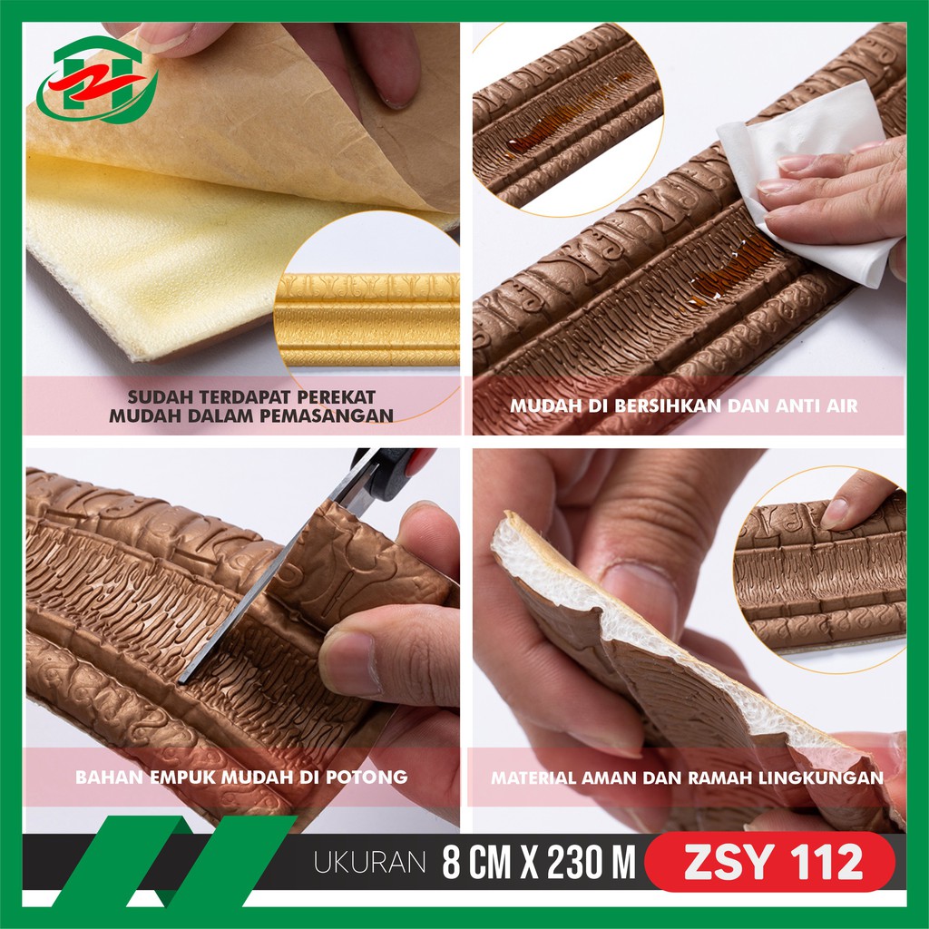 Hongzhuo 230cm Wallborder Wall List 230x8x1,2cm Foam 3D Motif Elegan-5