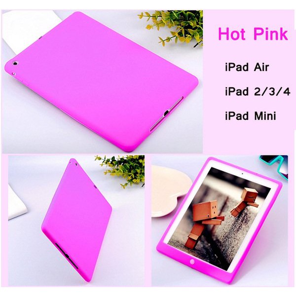 Soft Silicone for iPad 2/3/4 Jelly case tuk ipad2 360 protection Hot Pink