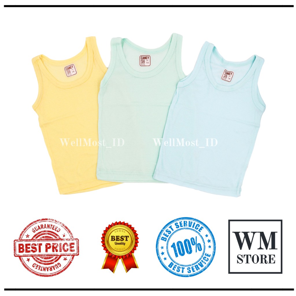 Singlet Anak Caney Kecil (3 Pieces) 12 14 16 18 ORI Kutang Katun