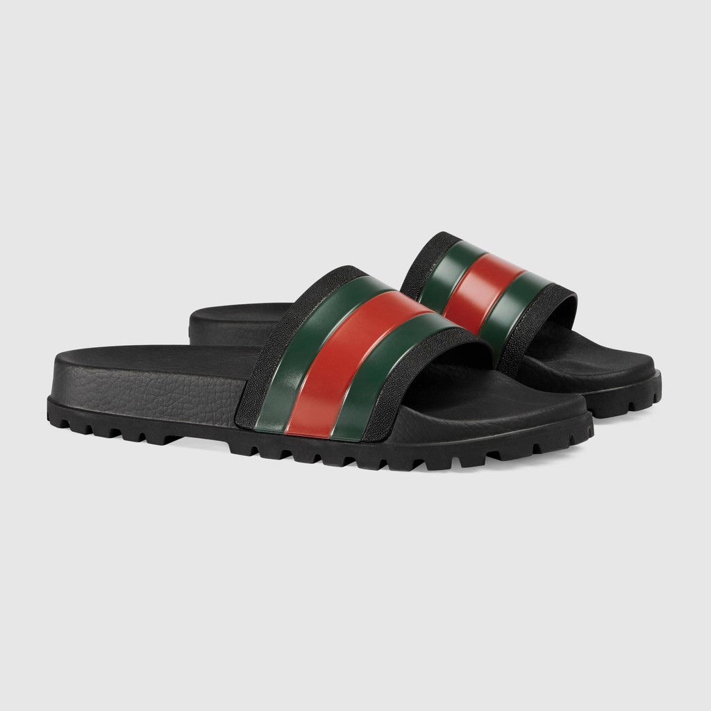 gucci slippers green and red