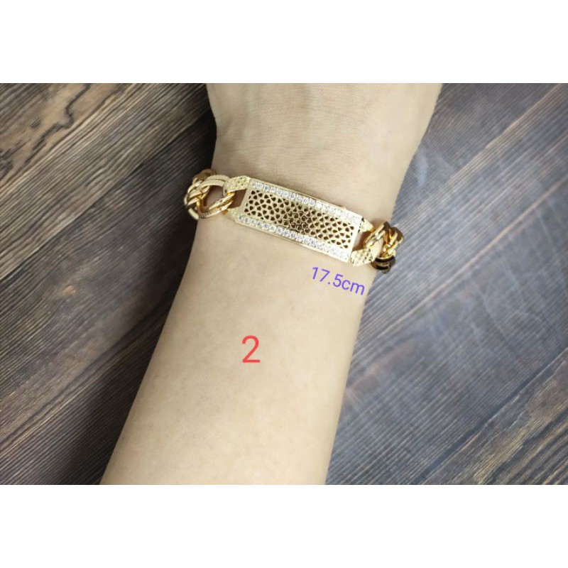 Fifi Fashion Gelang Double Ring Ukir 2 Kombinasi Plat Fashion Model Perhiasan Lapis emas 19#