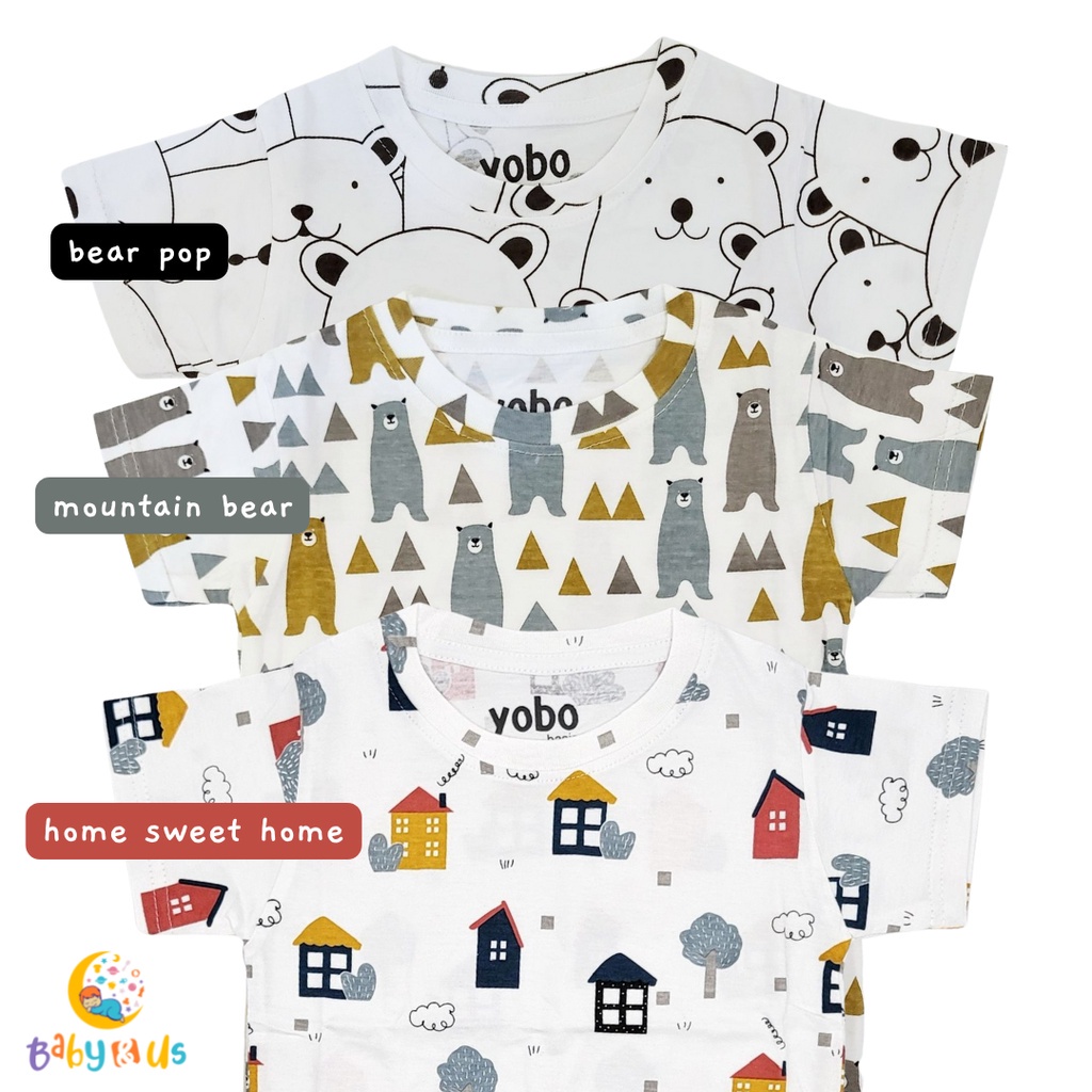 Yobo Everyday T-Shirt - Kaos Oblong Print Santai Bayi Anak 6-9 9-12 bulan 1-2 2-3 3-4 tahun