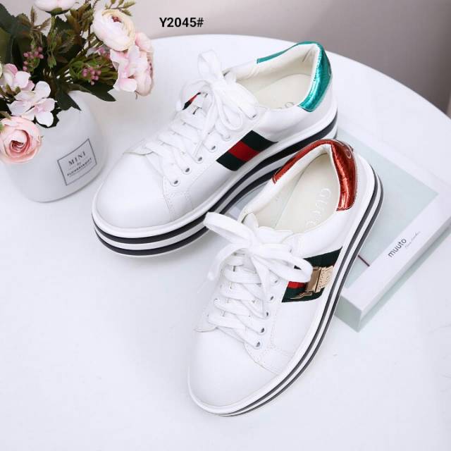 gucci ace platform leather sneakers