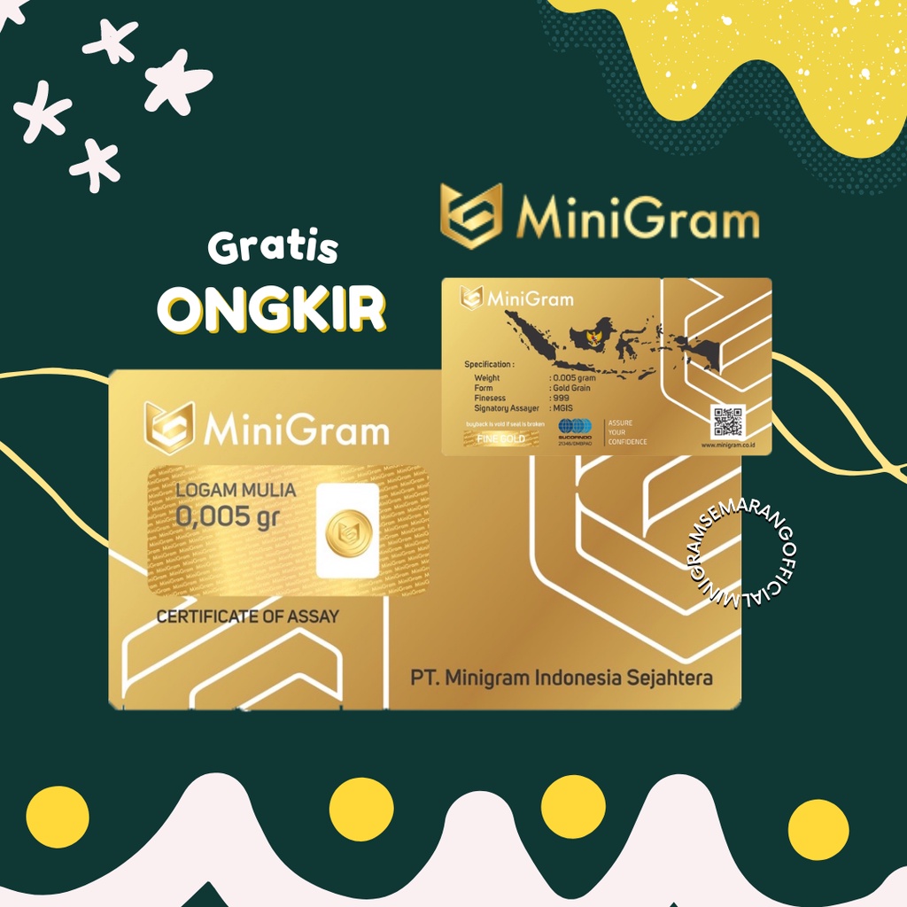 [Minigram Semarang] Minigram 0,005 Gram Emas Murni 24 Karat Bersertifikat