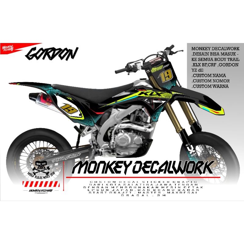 DEKAL STICKER DECAL KLX GORDON SIMPLE KONSEPCUSTOM KAWASAKI