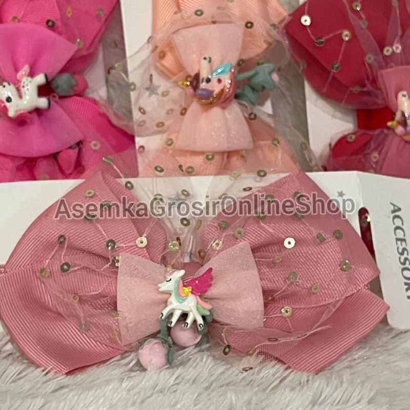 Bandana Jepitan Pita Anak Bayi Perempuan Motif Boneka Unicorn Mickey Bando Headband