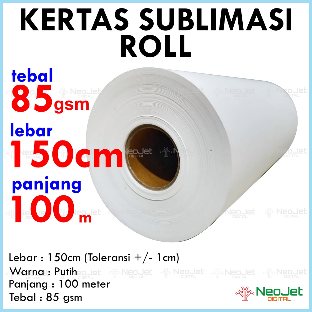 

Kertas Sublim Sublimasi 85 gsm Transfer Paper Roll lebar 150 cm panjang 100 meter