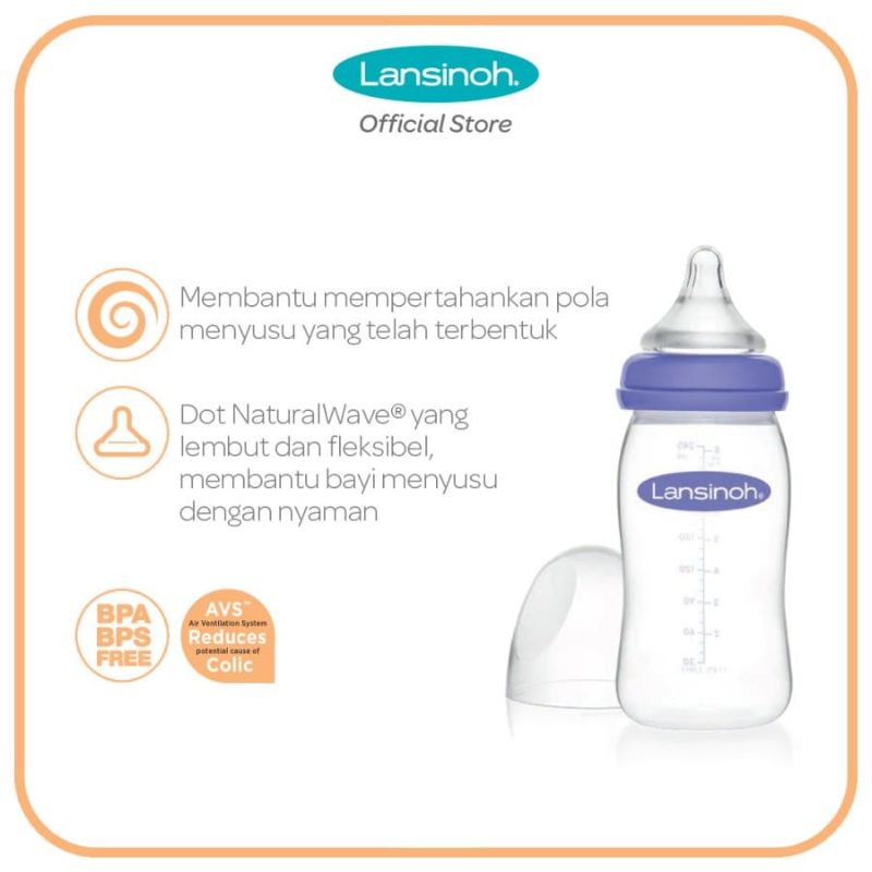 Lansinoh Feeding Bottle With Natural Wave Teat / Botol Susu 160ML &amp; 240ML