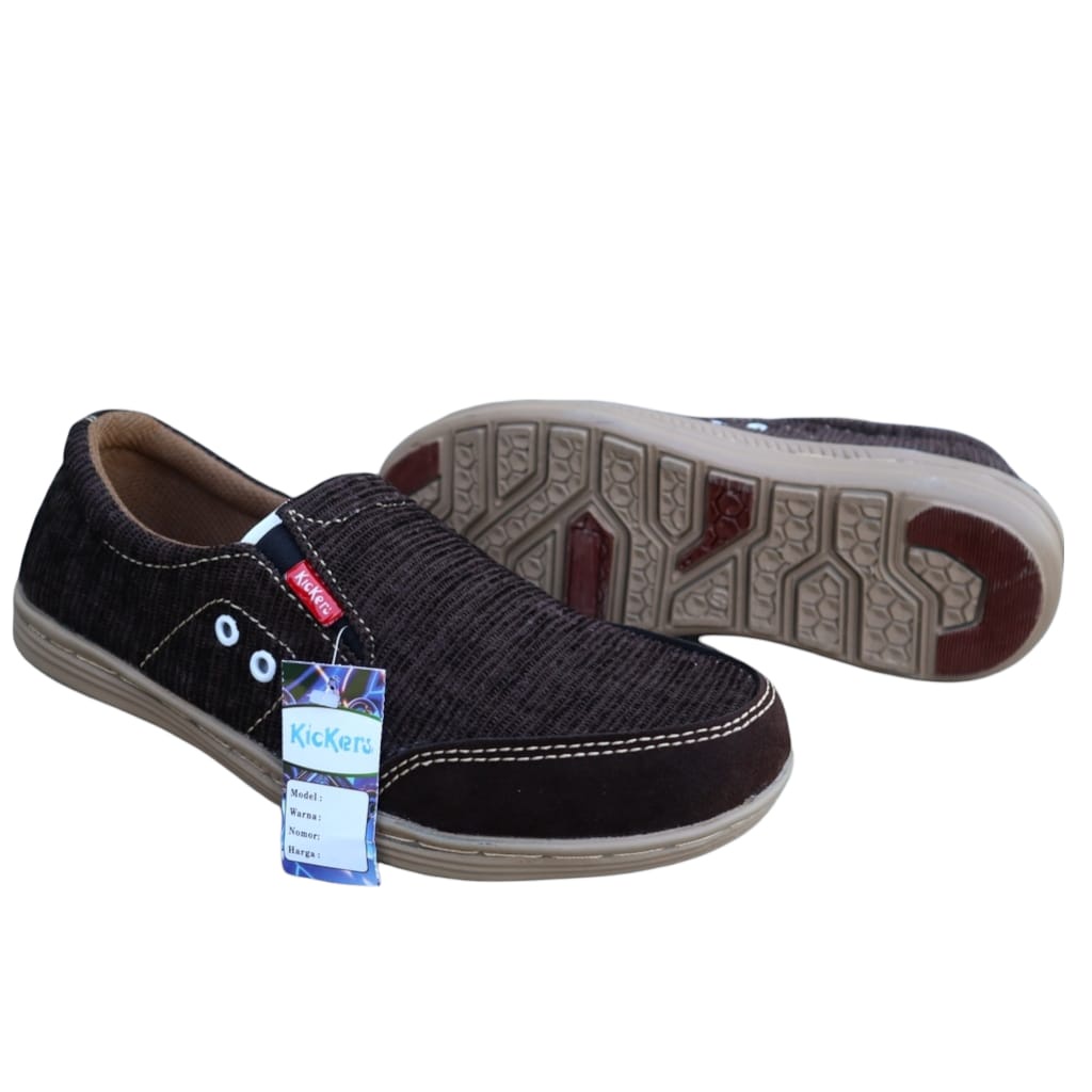 SEPATU SLIP ON PRIA SELOP CASUAL SLOP KICKERS PRIA KEREN KANTOR HITAM COKLAT