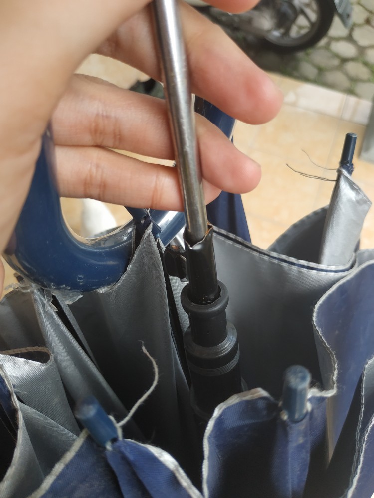 Payung Tongkat Polos / Gagang Warna / Sablon Promosi / Grc - 75008