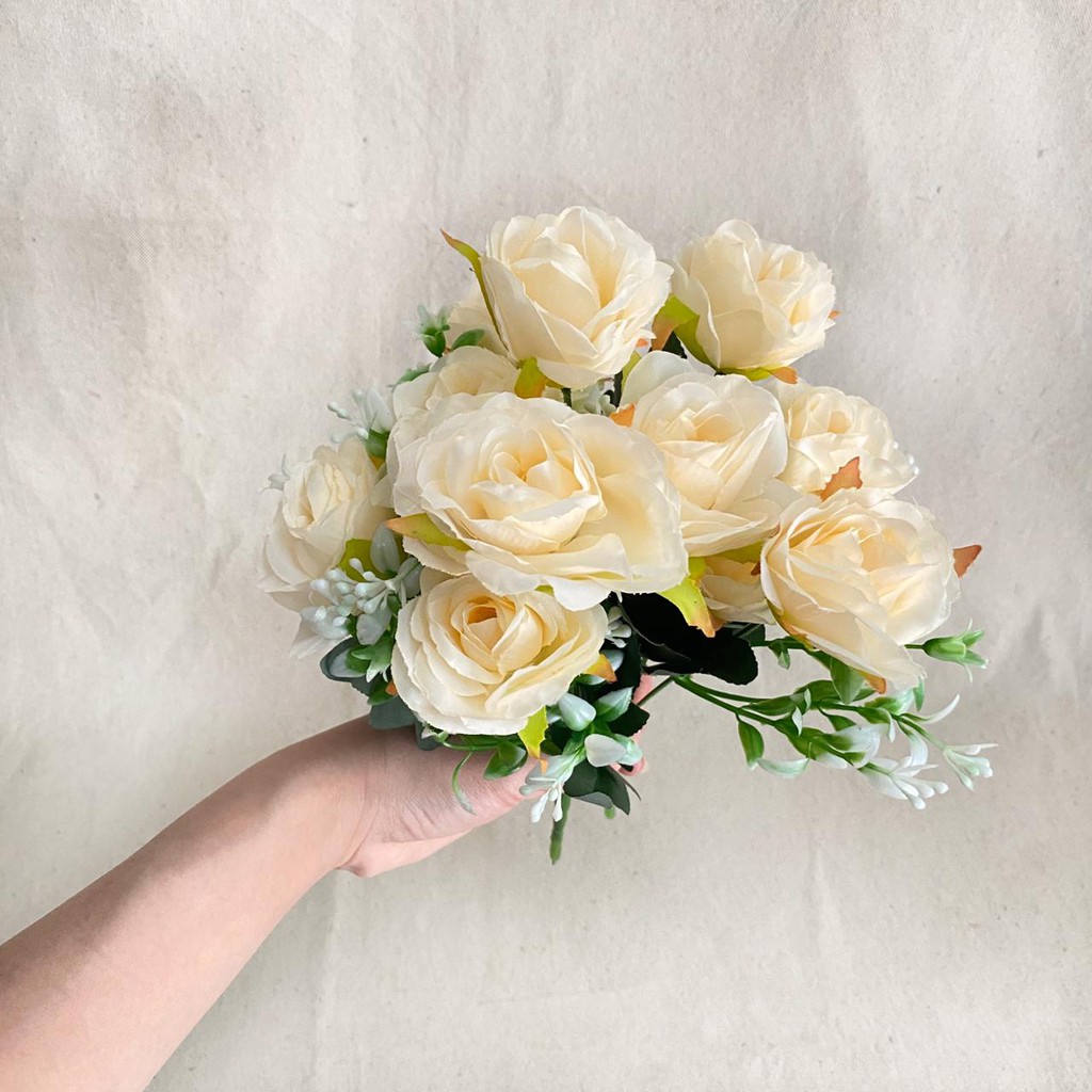 Bunga Mawar Rose Mini (satuan) Bunga Artificial / Bunga Plastik / Bunga Dekorasi / Pernikahan-peach