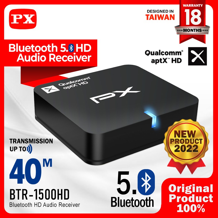 PX BTR-1500HD Bluetooth Audio Receiver 5.0 aptX HD Aux 3.5mm Optic