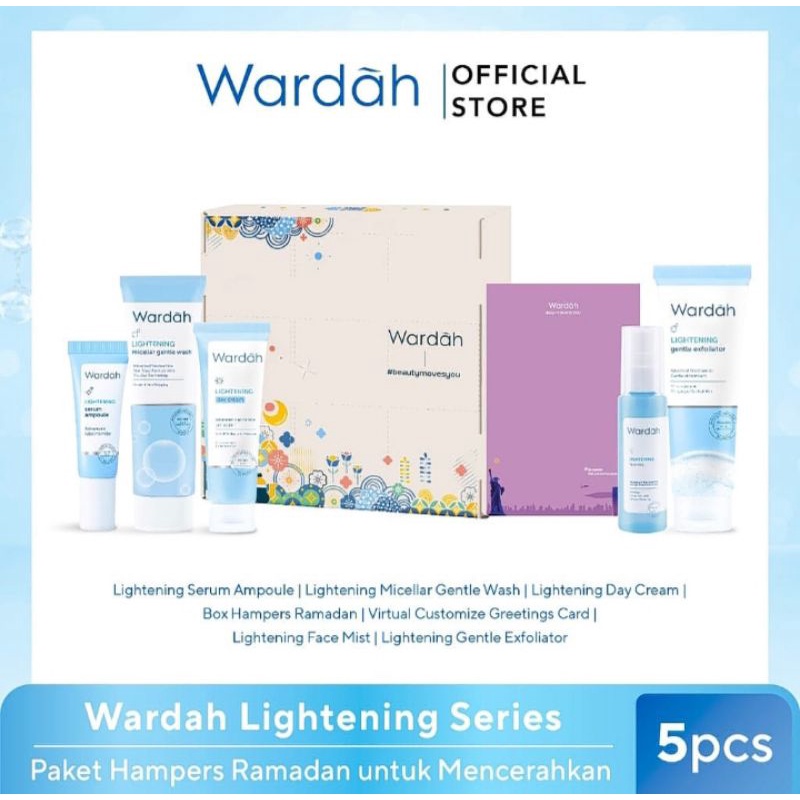 PAKET HAMPERS WARDAH LIGHTENING SERIES 5PCS|| WARDAH ACNEDERM SERIES 3PCS||