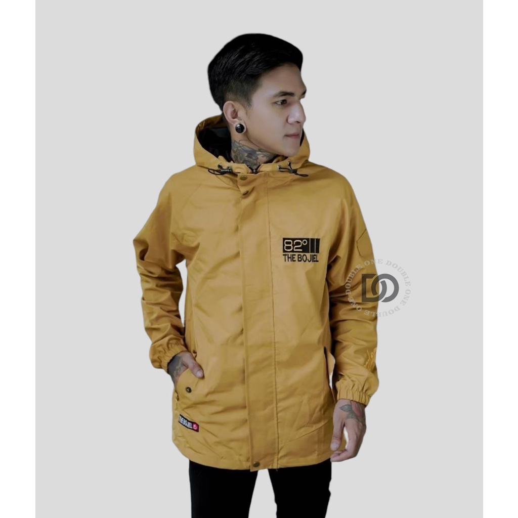 DOUBLE ONE - Jaket Hoodie Parasut Casual Reglan Original THE BOJIEL  / Jaket Taslan Pria / Jaket Waterproof Yellow