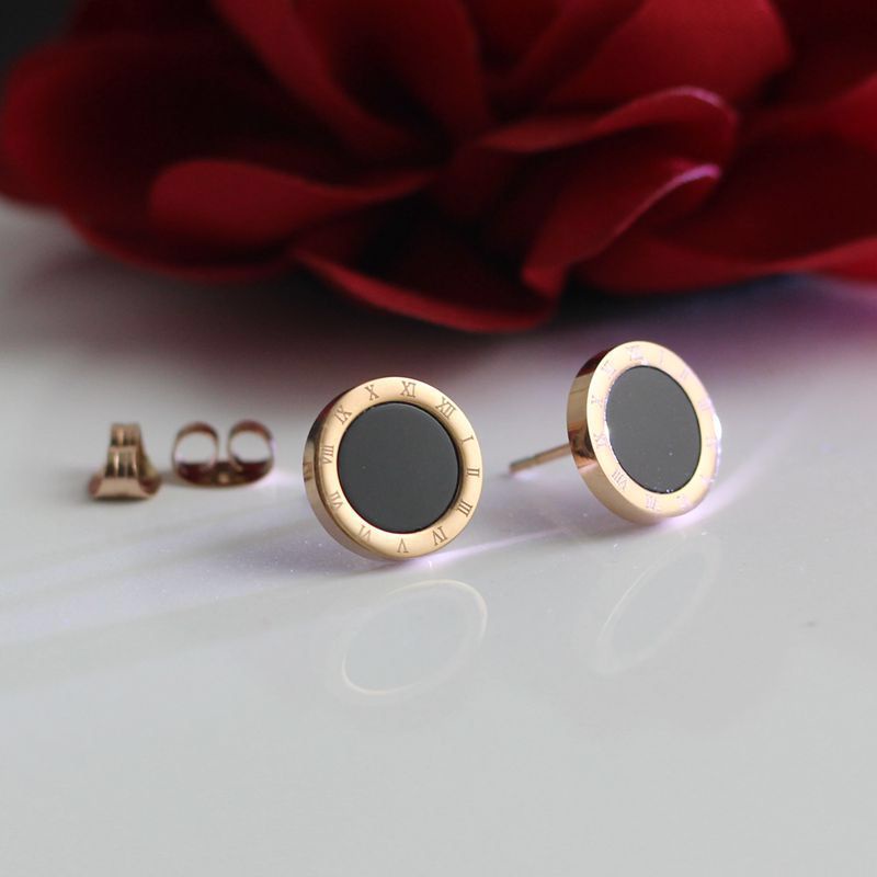 Anting Titanium Wanita Anti Karat Tusuk Bulat Hitam Terbaru - Anting Titanium Model Korea Style