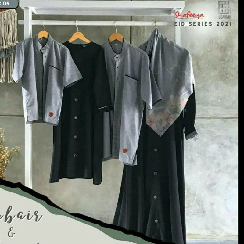 zubair dan azma family couple set gamis keluarga hijab setelan ibu bapak anak lakinlaki perempuan