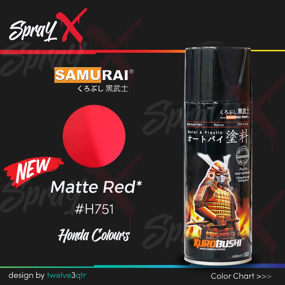 SAMURAI PAINT HONDA MATTE RED H751 / MERAH DOFF #H751 400ML - CAT AEROSOL KUALITAS KOMPRESOR