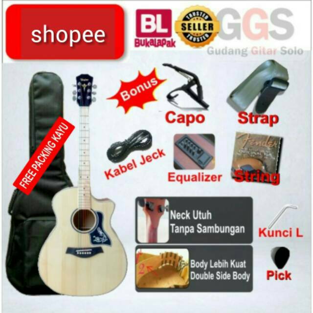 gitar akustik elektrik  taylor jumbo custom dobel ran