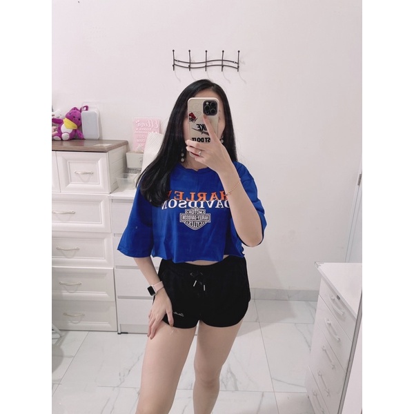 Tshirt crop harleys | kaos crop oversize | croptop kaos gambar/polos wanita | kaos crop oversize wanita | kaos murah import | aquarius boutique89 grosir