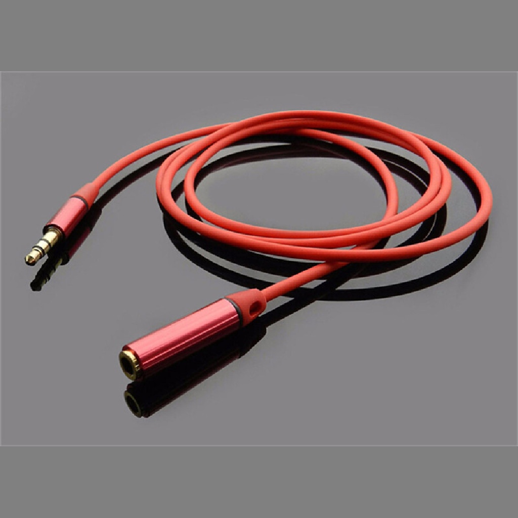 (Flyag) Kabel Adapter Extension Audio headphone / earphone 3.5mm 4 Pole Male / Female Warna Merah