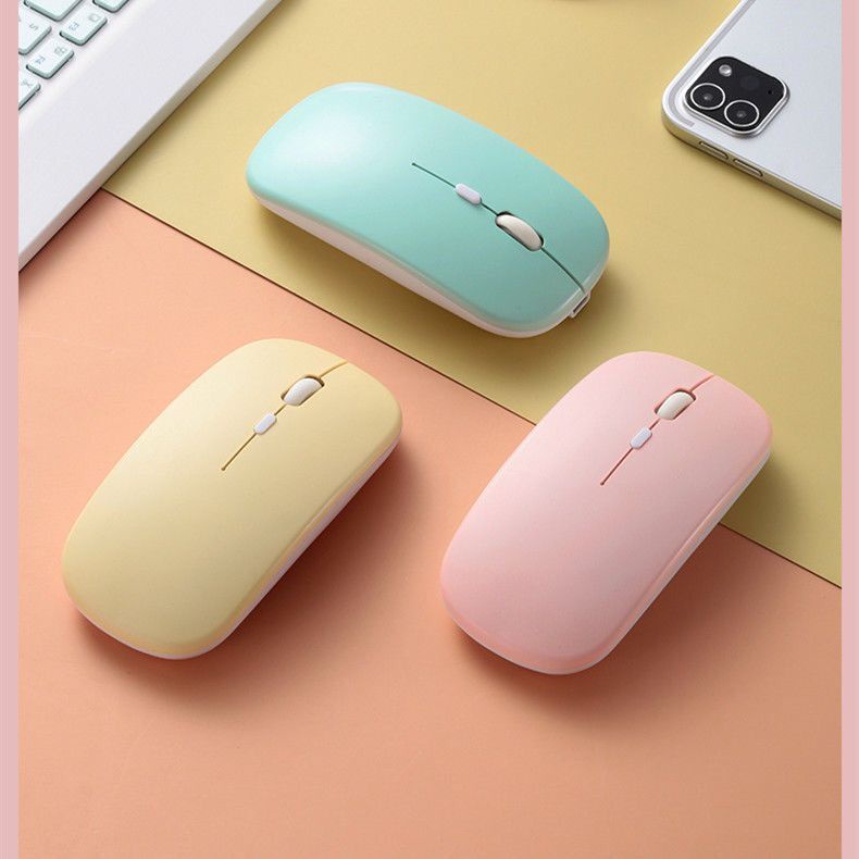 Mouse dual mode Wireless 2.5Ghz + Bluetooth support android 4pp1e 10S window warna macaron lucu